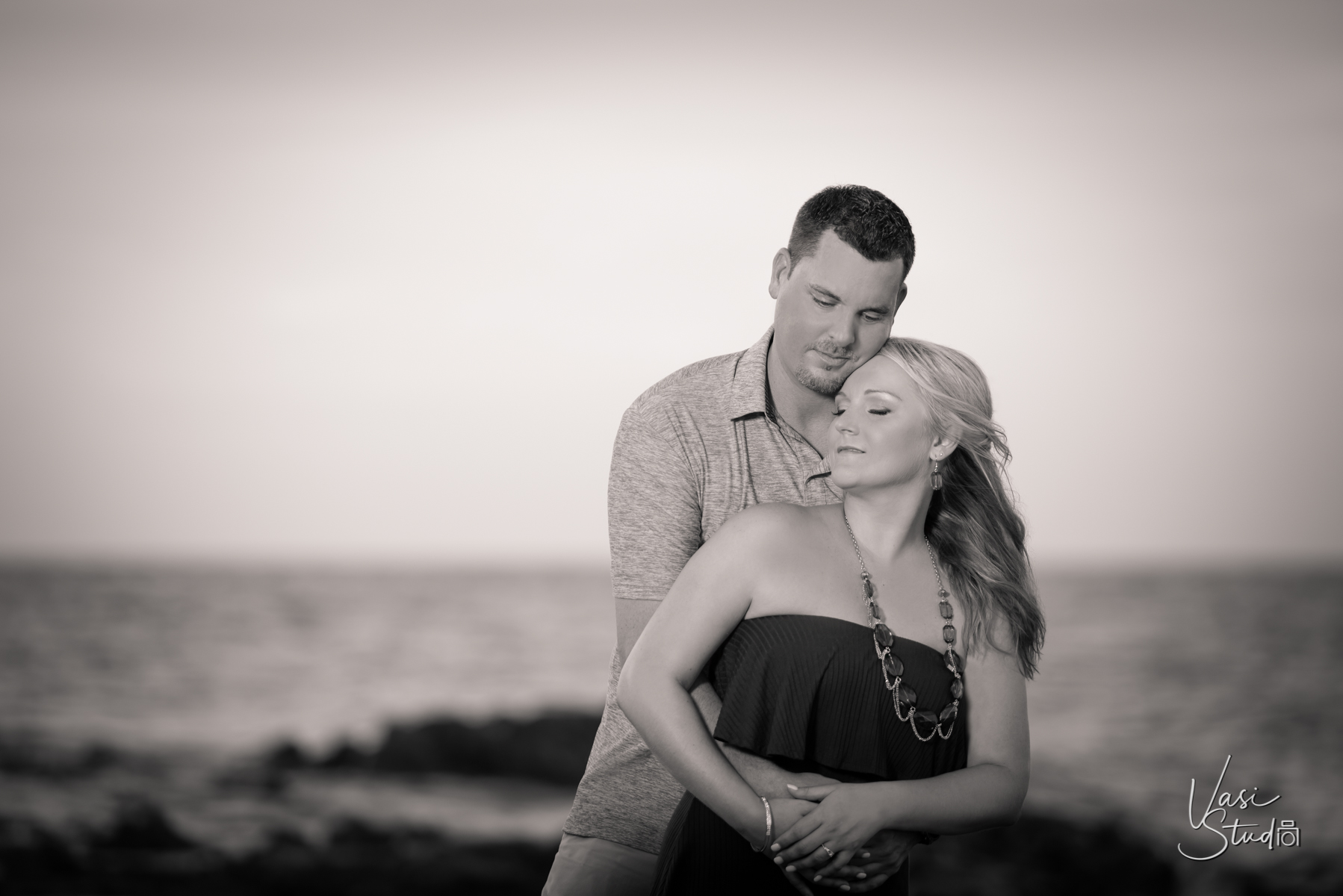 Black and white engagement photos for South Florida couples.